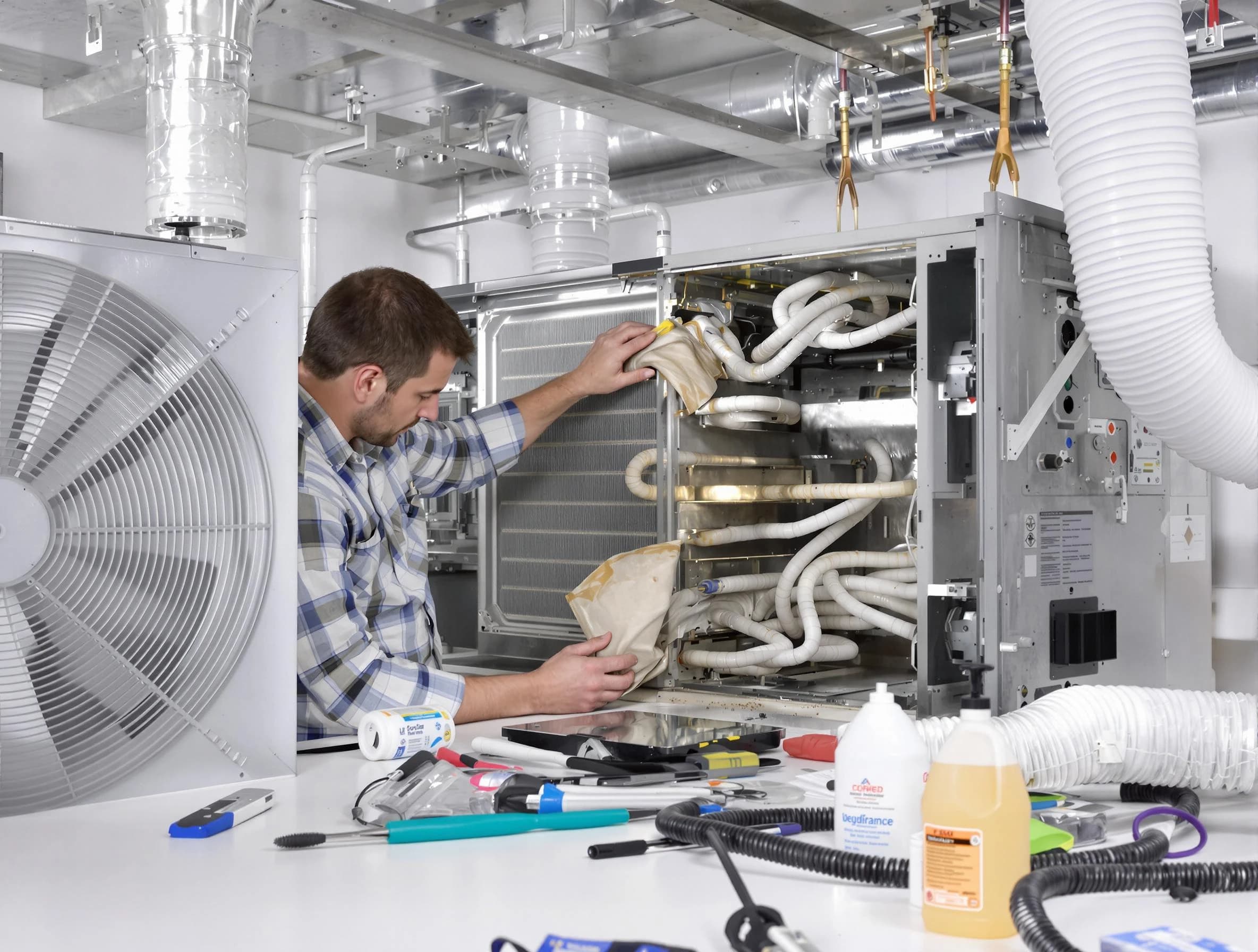 Highland Springs Air Duct Cleaning specialist performing precision AC coil cleaning in Highland Springs