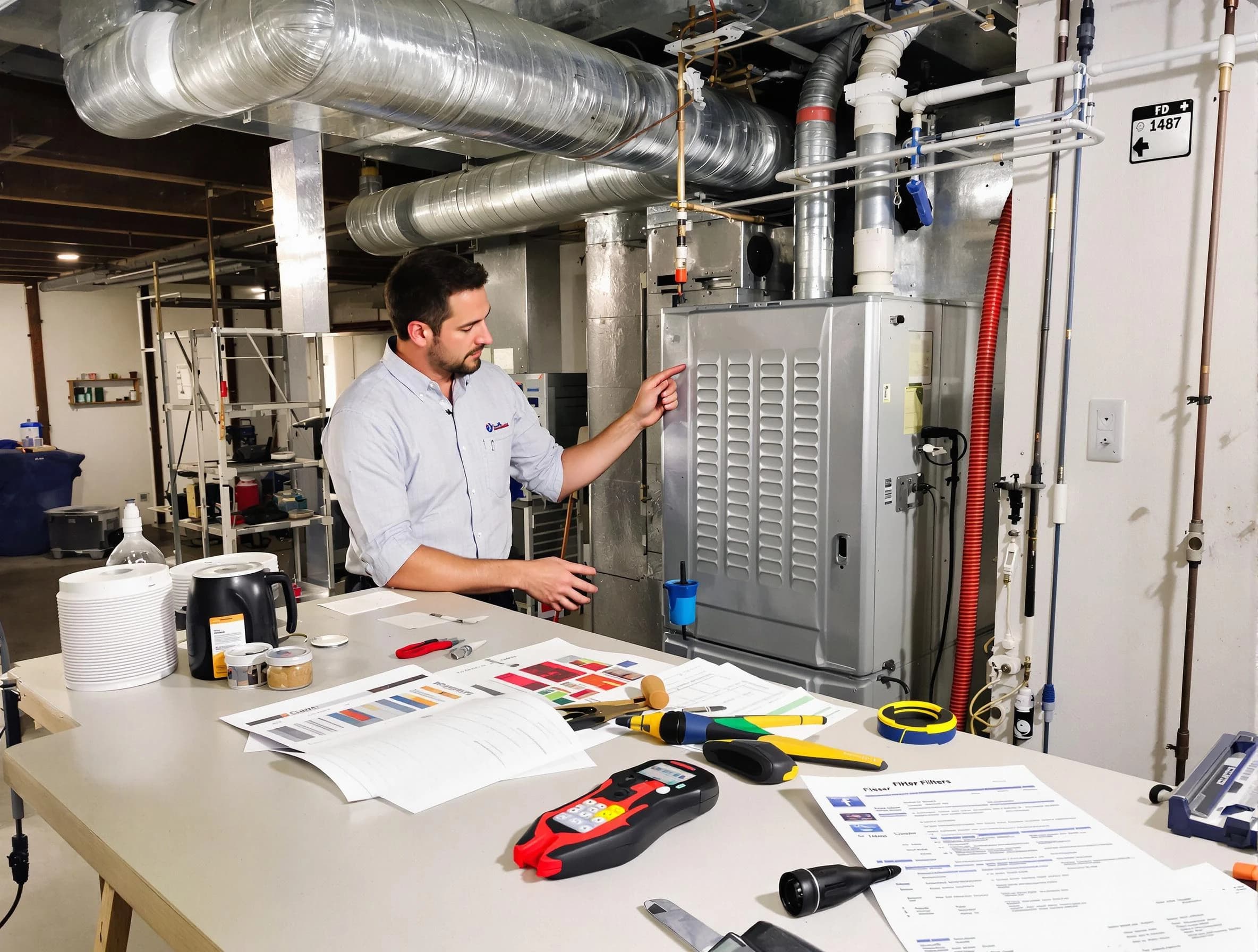 Highland Springs Air Duct Cleaning inspector conducting detailed filter system evaluation using professional diagnostic tools in Highland Springs