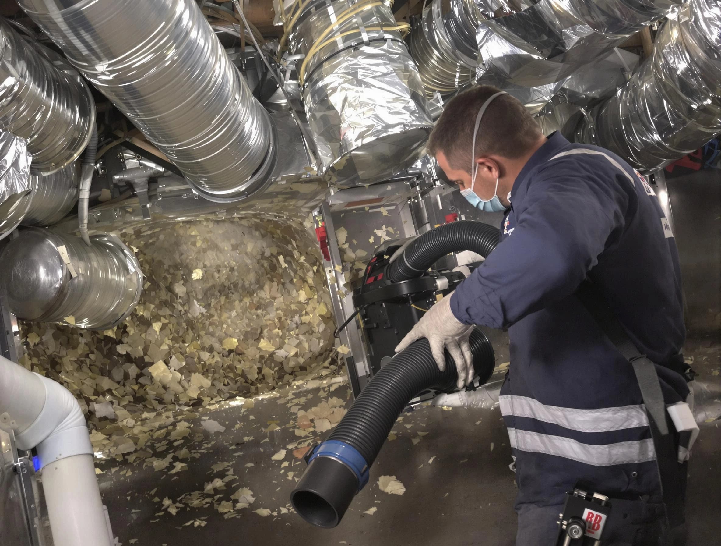 Highland Springs Air Duct Cleaning specialist operating negative pressure cleaning equipment for thorough duct maintenance in Highland Springs