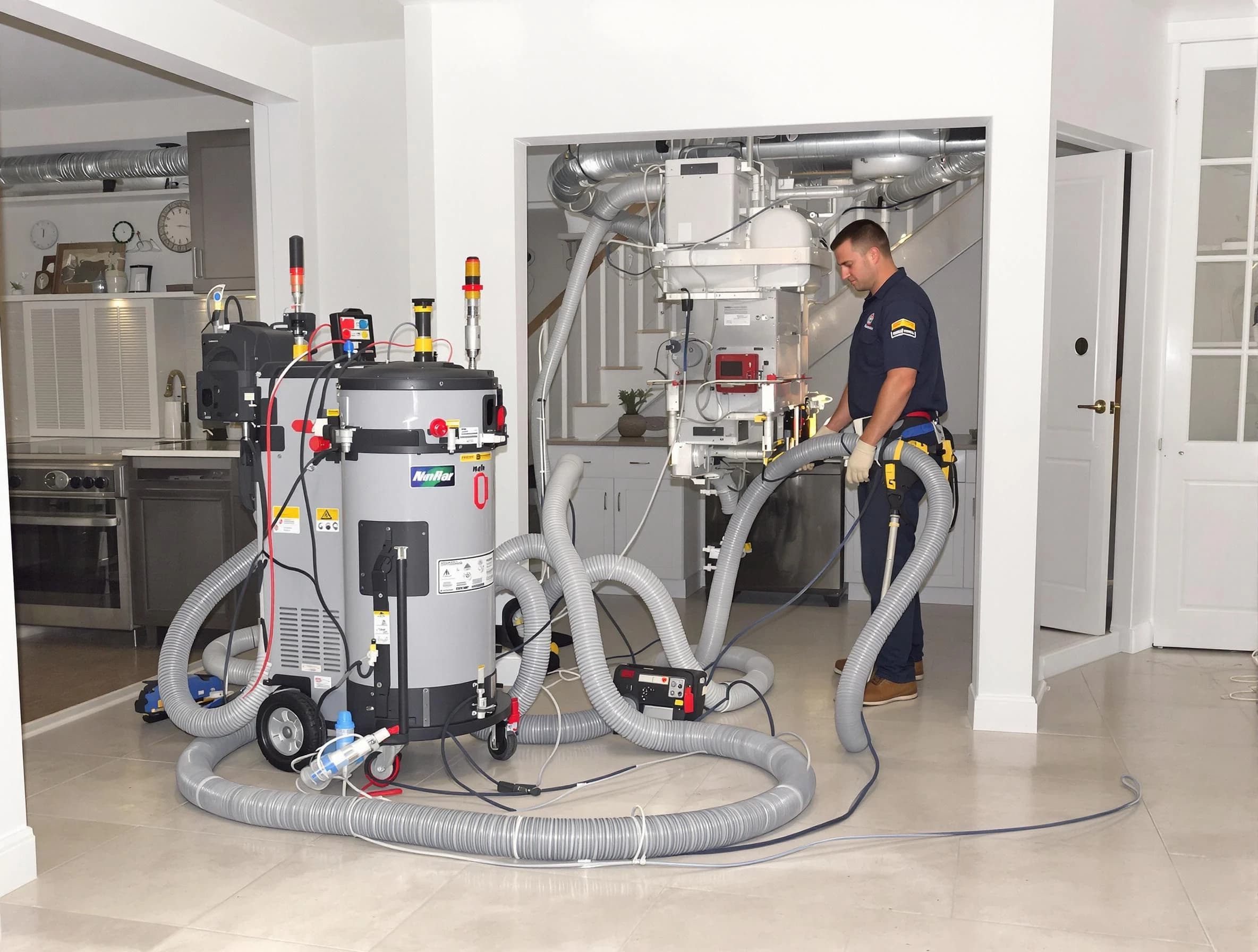 Highland Springs Air Duct Cleaning technician operating negative pressure cleaning equipment for thorough duct maintenance in Highland Springs