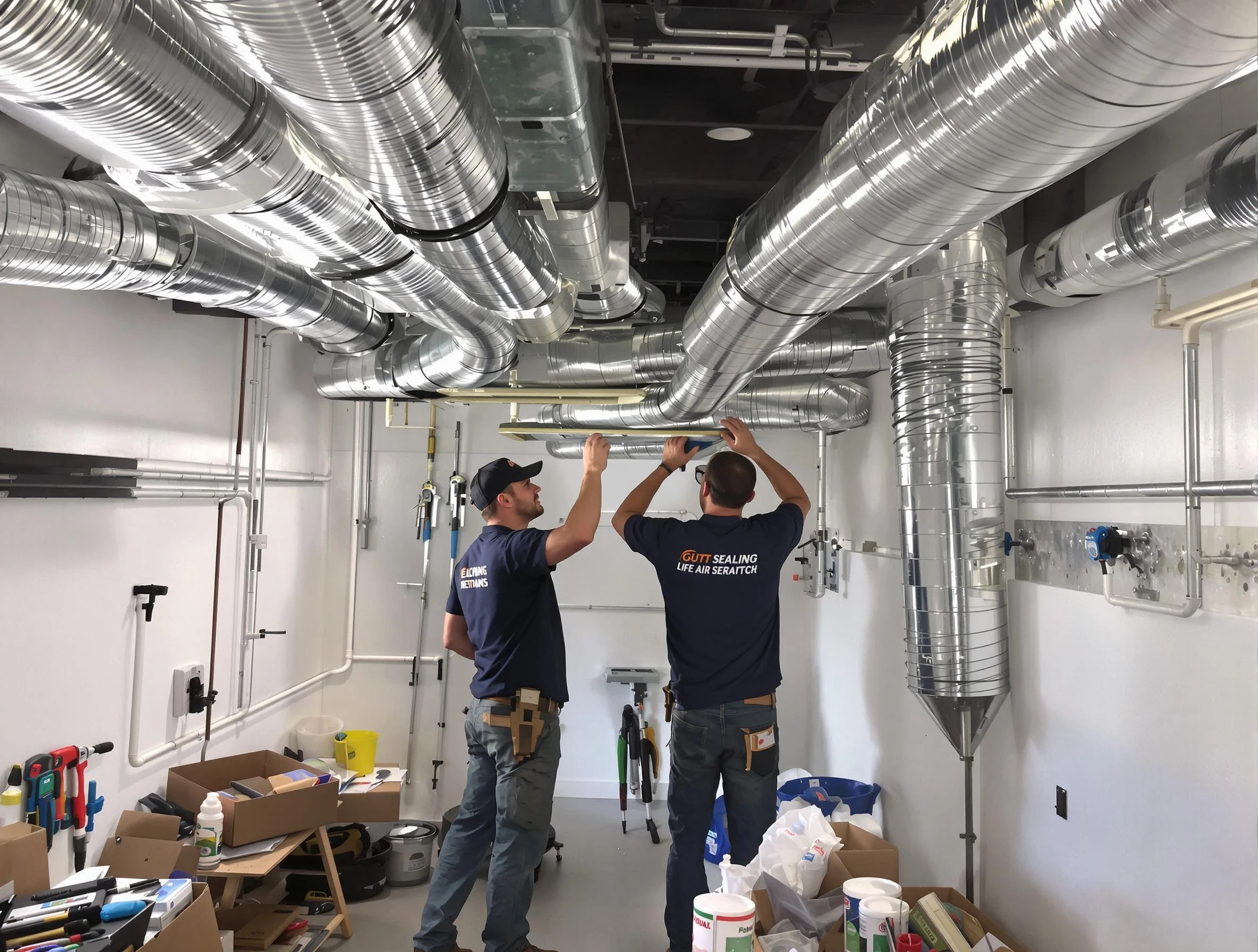 Highland Springs Air Duct Cleaning technician applying professional duct sealing solutions in Highland Springs