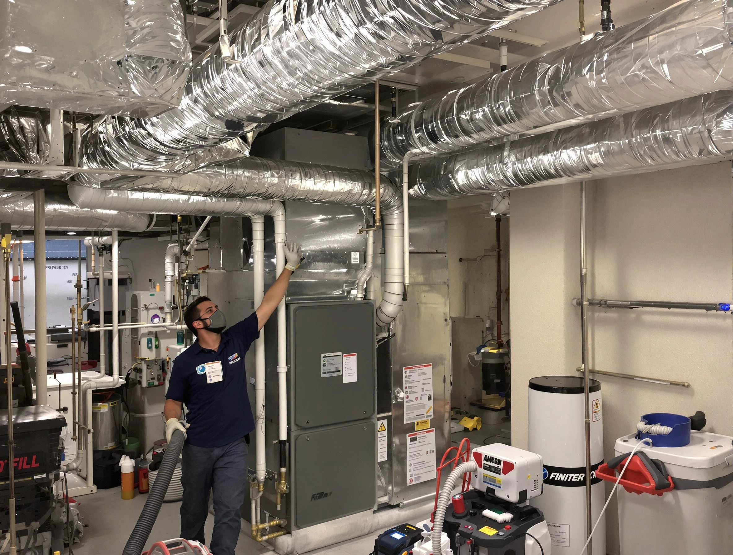 Highland Springs Air Duct Cleaning specialist performing thorough furnace duct cleaning in a Highland Springs residence