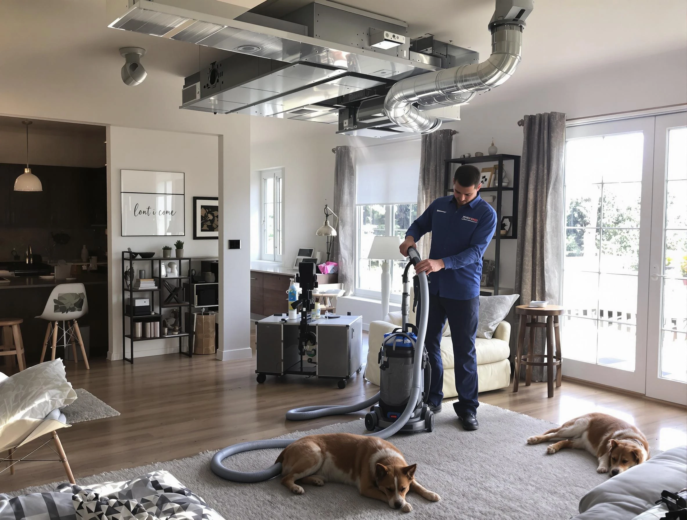 Highland Springs Air Duct Cleaning technician performing detailed indoor duct cleaning for improved air quality in Highland Springs