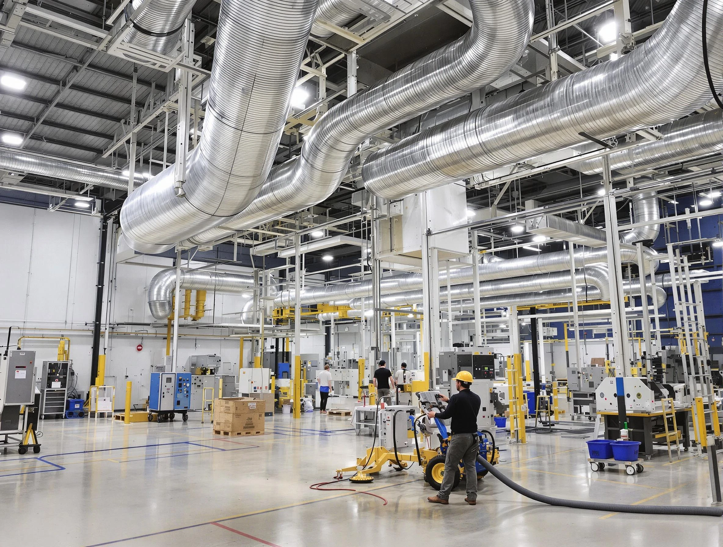 Highland Springs Air Duct Cleaning team performing comprehensive industrial duct cleaning at a large facility in Highland Springs