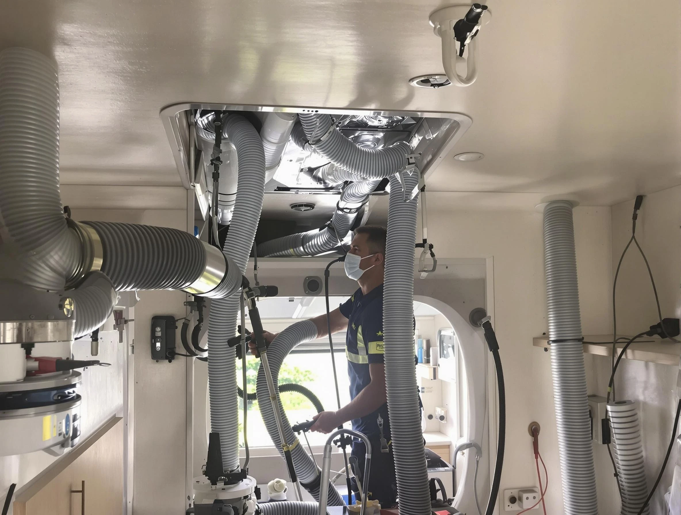 Highland Springs Air Duct Cleaning specialist performing precise mobile home duct cleaning in Highland Springs