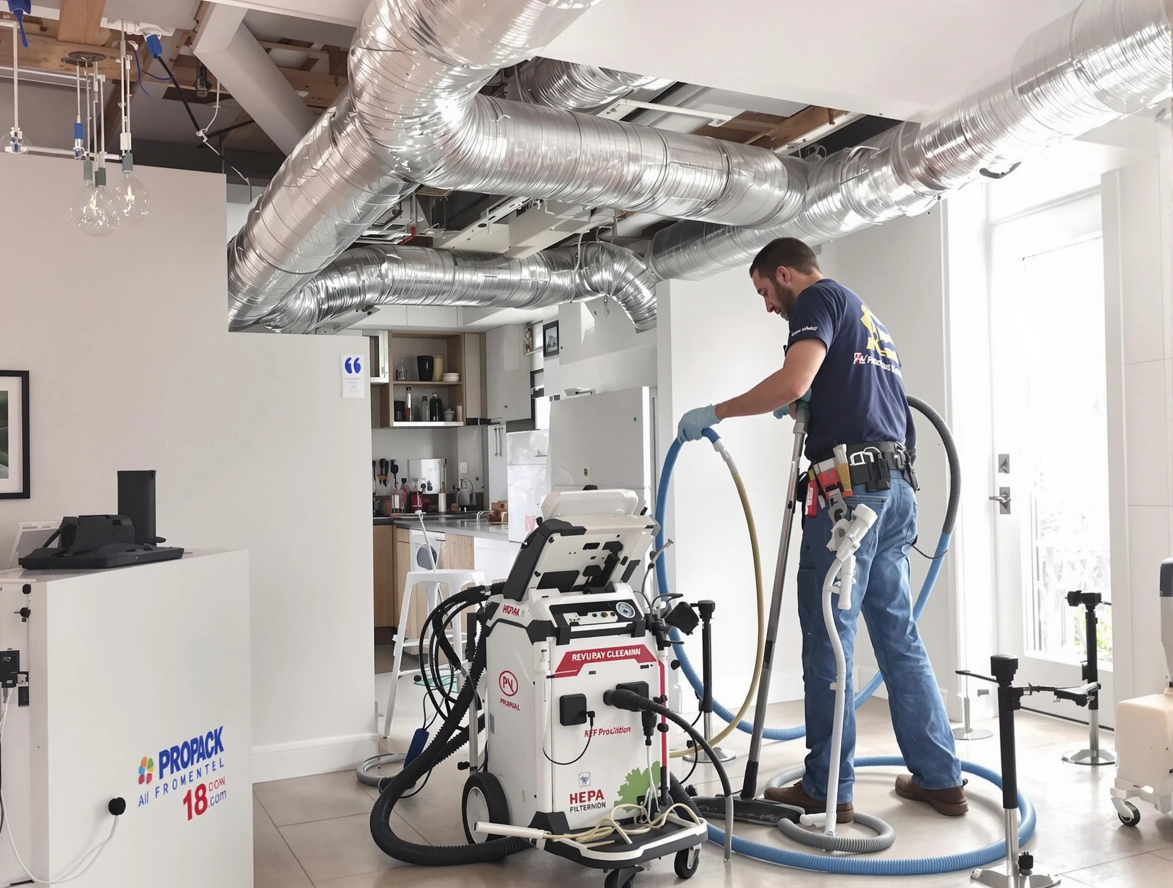 Highland Springs Air Duct Cleaning technician performing advanced pure duct cleaning with specialized equipment in Highland Springs